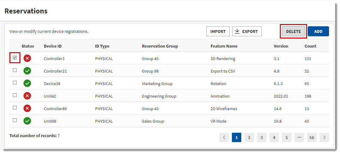 Reservations View