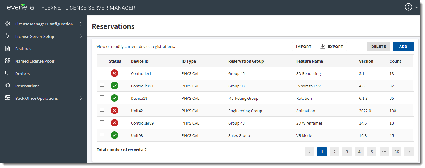 Reservations View