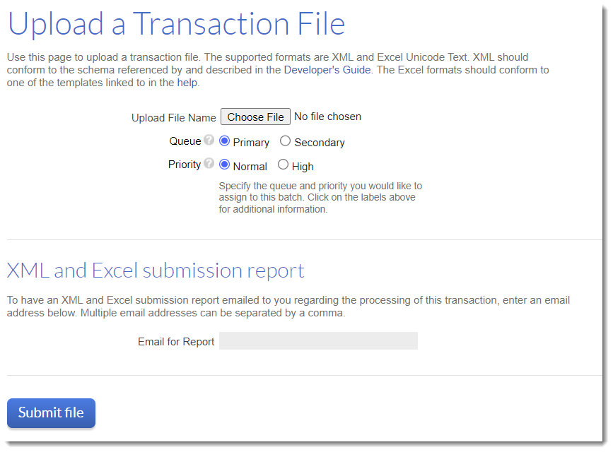 Upload a Transaction File